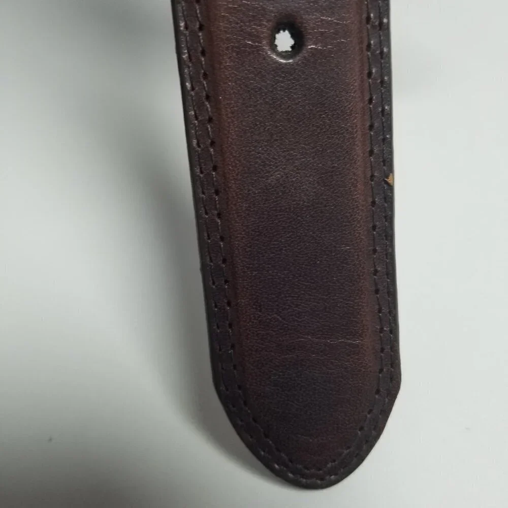Men's Oil Tanned Cowhide Gold Brass Buckle Leather Belt Sz 34